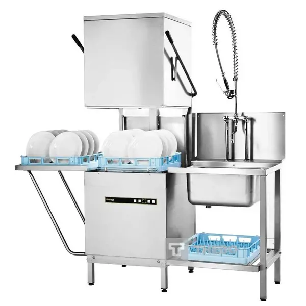 Doorschuifvaatwasser | ECOMAX | Mand 500x500 | Afvoerpomp | Zeeppomp | Naglanspomp | 400V | 635x742x1480/1960(h)mm