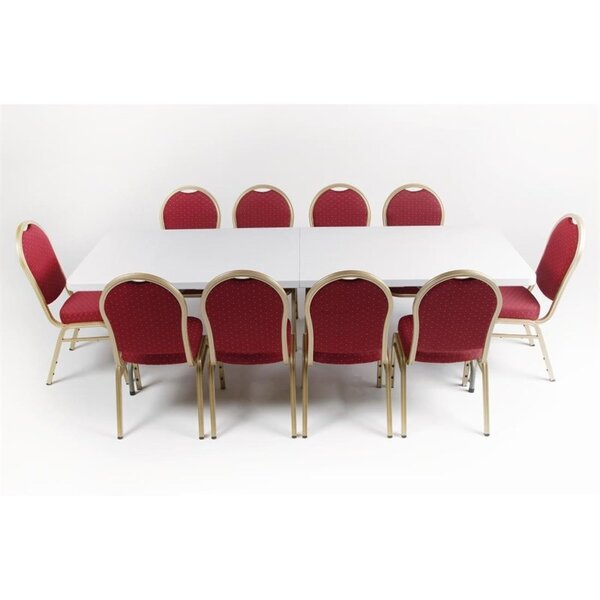 Inklapbare Buffettafel | Kunststof/Staal | Wit Blad | Grijs Frame | In-/Outdoor | 2440x860x740(h)mm