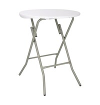 Bolero Inklapbare Tafel | Kunststof/Staal | Wit Blad | Grijs Frame | In-/Outdoor | Ø600x735(h)mm 