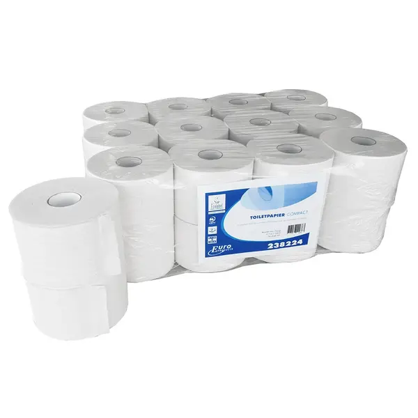 Toiletpapier Standaardrol (Compact) | EURO | Recycled Luxe Crêpe (2-Laags) | Wit | 400 Vel/Rol | 24 Rollen | ECO-/PEFC-Keurmerk | Ø140mm