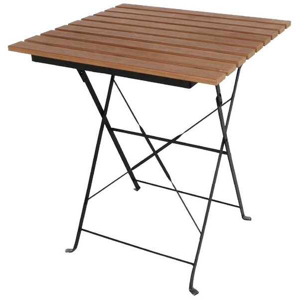 Inklapbare Tafel | Kunststof/Staal | Houtlook Blad | Zwart Frame | Indoor | 600x600x695(h)mm