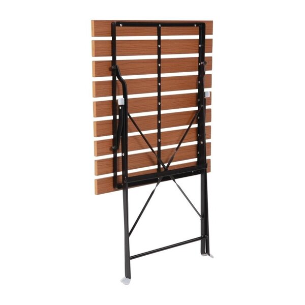 Inklapbare Tafel | Kunststof/Staal | Houtlook Blad | Zwart Frame | Indoor | 600x600x695(h)mm
