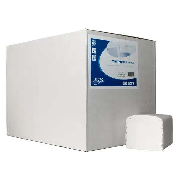 Multifold Toiletpapier (Bulkpacks) | EURO | Cellulose (2-Laags) | Wit | 250 Vel/Pak | 40 Pakken | ECO-Keurmerk