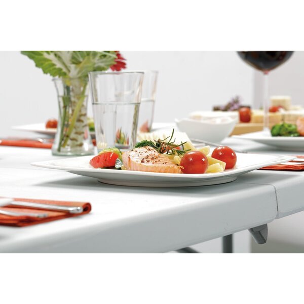 Inklapbare Buffettafel | Kunststof/Staal | Wit Blad | Grijs Frame | In-/Outdoor | 1830x760x740(h)mm