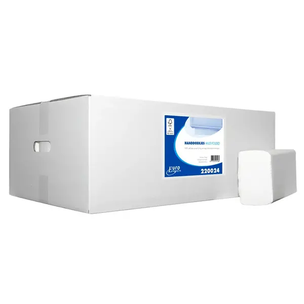 Z-Fold Handdoeken | EURO | FSC-Cellulose (2-Laags) | Wit | 150 Vel/Pak | 25 Pakken | ECO-Keurmerk | 205x240mm