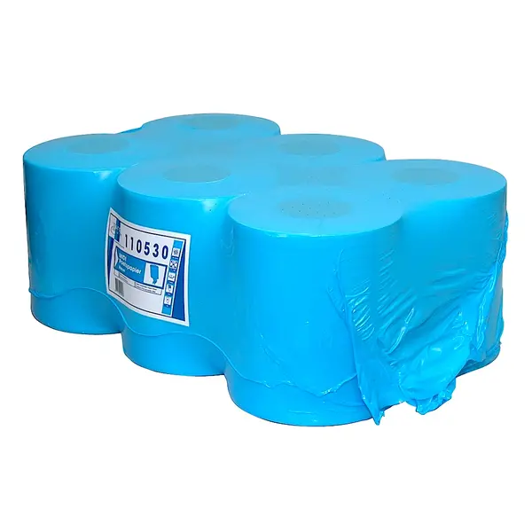 Centerfeedrol (Midi) | EURO | Recycled Cellulose (1-Laags) | Blauw (HACCP) | 300m/Rol | 6 Rollen | ECO-Keurmerk | Ø190mm