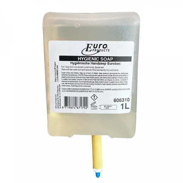Bag-In-Box Navulling | EURO | Vloeibare Hygiënezeep | 1000ml | Ongeparfumeerd | 6 Stuks