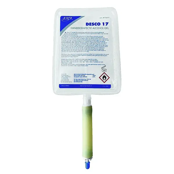 Bag-In-Box Navulling | EURO | Handdesinfectie Alcoholgel | 800ml | 6 Stuks