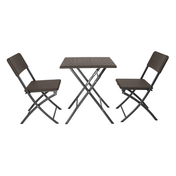 Inklapbare Tafel | Kunststof/Staal | Bruin Blad | Zwart Frame | In-/Outdoor | 620x620x730(h)mm