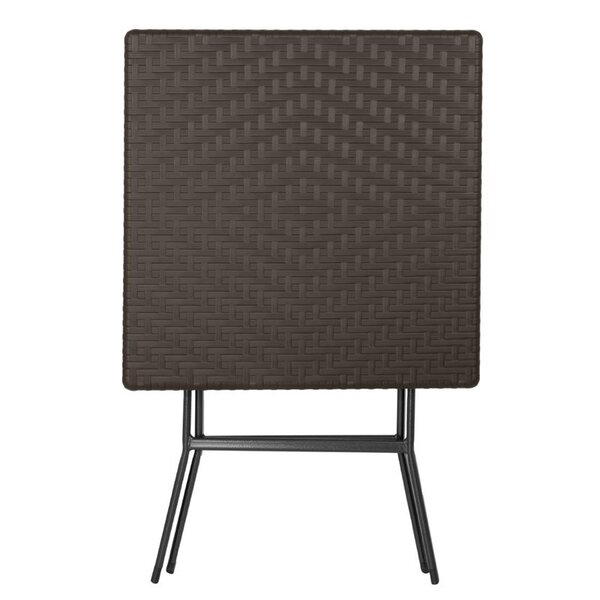 Inklapbare Tafel | Kunststof/Staal | Bruin Blad | Zwart Frame | In-/Outdoor | 620x620x730(h)mm