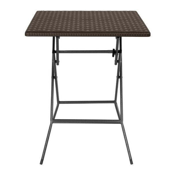 Inklapbare Tafel | Kunststof/Staal | Bruin Blad | Zwart Frame | In-/Outdoor | 620x620x730(h)mm