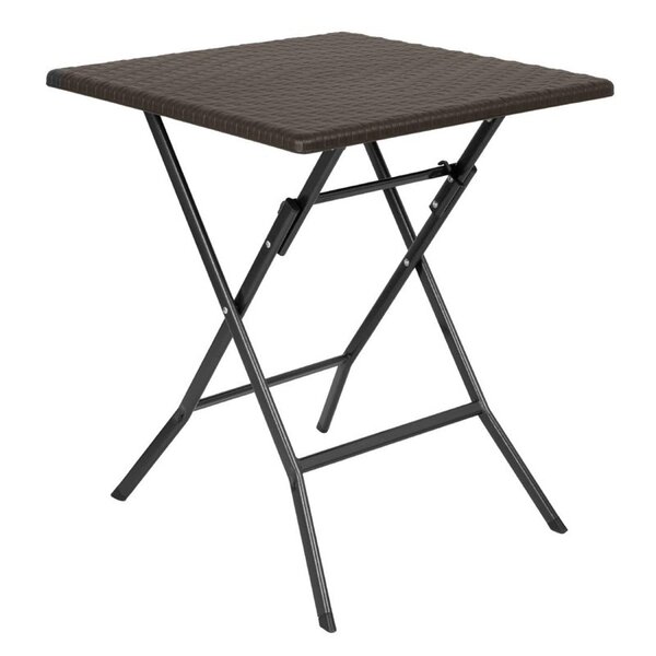 Inklapbare Tafel | Kunststof/Staal | Bruin Blad | Zwart Frame | In-/Outdoor | 620x620x730(h)mm