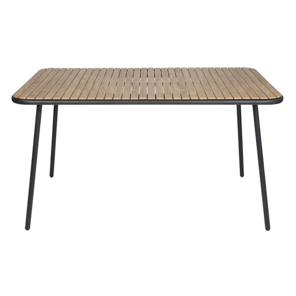 Tafel | SANTORINI | Hout/Staal | Houtlook Blad (Naturel) | Zwarte Poten | In-/Outdoor | 1400x798x755(h)mm