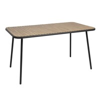 Bolero Tafel | SANTORINI | Hout/Staal | Houtlook Blad (Naturel) | Zwarte Poten | In-/Outdoor | 1400x798x755(h)mm 