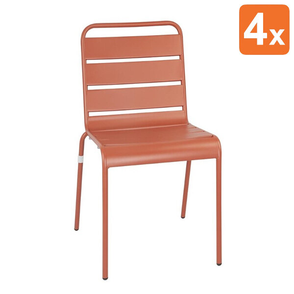 Stoelen | Staal | Terracotta | In-/Outdoor | Stapelbaar | 4 Stuks | 400x500x830(h)mm
