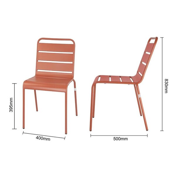 Stoelen | Staal | Terracotta | In-/Outdoor | Stapelbaar | 4 Stuks | 400x500x830(h)mm