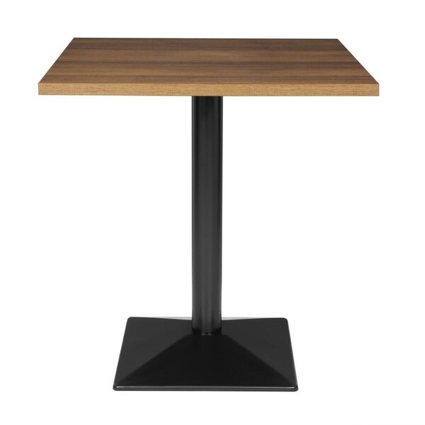 Tafel | Kunststof/Staal | Houtlook Blad | Zwart Frame | Indoor | 700x700x750(h)mm