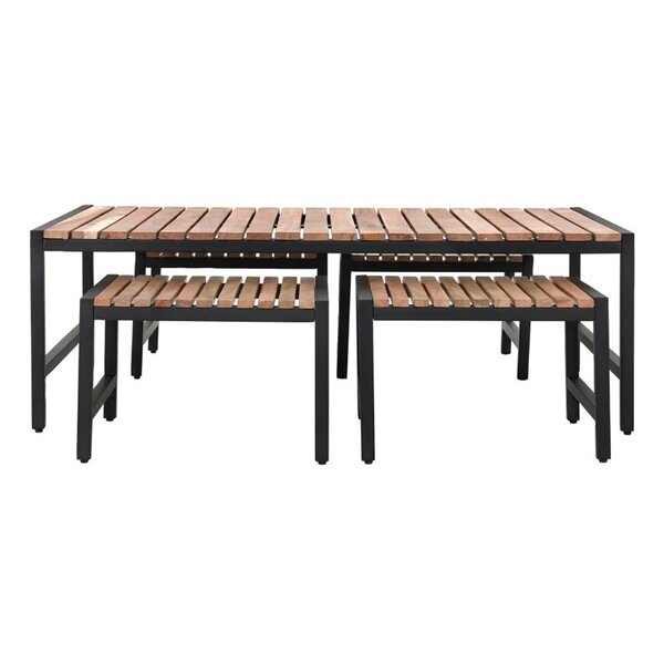 Loungetafel | Hout/Staal | Acaciahout Blad | Zwart Frame | In-/Outdoor | 1200x800x410(h)mm