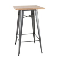 Bolero Statafel | BISTRO | Hout/Staal | Essenhout Blad | Grijs Frame | Indoor | 600x600x1040(h)mm 