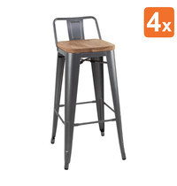 Bolero Barkrukken | BISTRO | Hout/Staal | Hout (Essen) | Grijs Frame | Indoor | 4 Stuks | 430x450x900(h)mm
