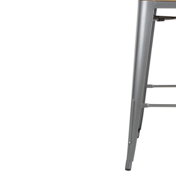Barkrukken | BISTRO | Hout/Staal | Hout (Essen) | Grijs Frame | Indoor | 4 Stuks | 430x450x900(h)mm