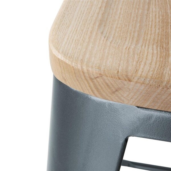 Barkrukken | BISTRO | Hout/Staal | Hout (Essen) | Grijs Frame | Indoor | 4 Stuks | 430x450x900(h)mm