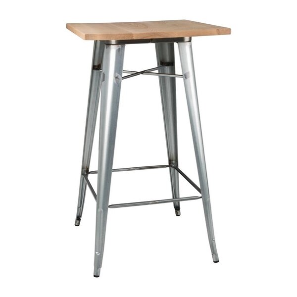 Statafel | BISTRO | Hout/Staal | Essenhout Blad | Zilverkleurig Frame | Indoor | 600x600x1040(h)mm