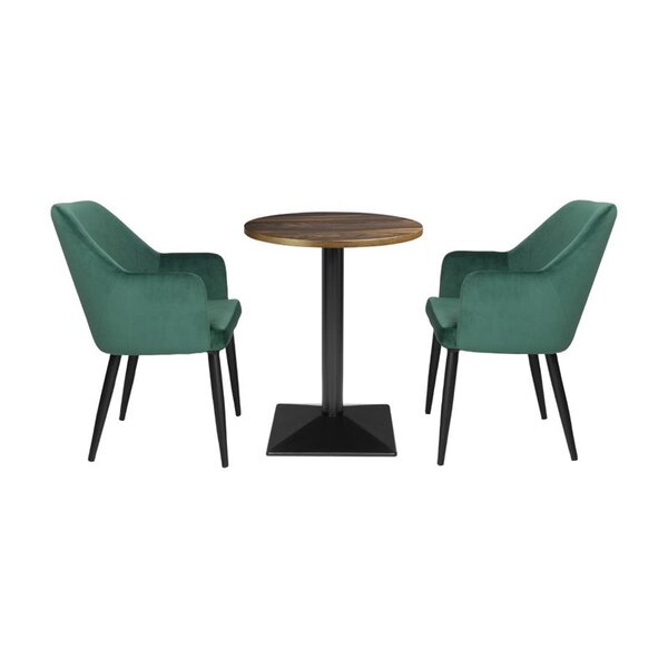 Tafel | Kunststof/Staal | Houtlook Blad | Zwart Frame | Indoor | Ø600x750(h)mm