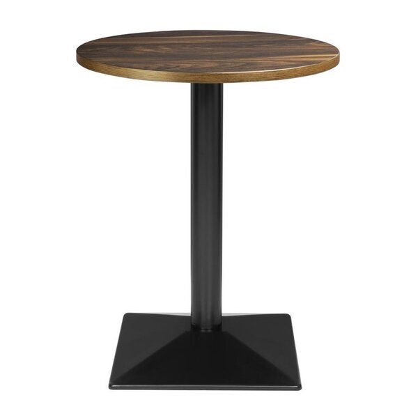 Tafel | Kunststof/Staal | Houtlook Blad | Zwart Frame | Indoor | Ø600x750(h)mm