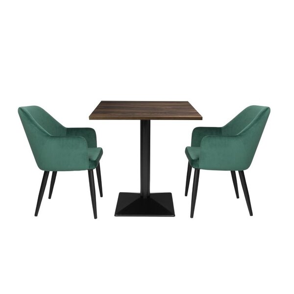 Tafel | Kunststof/Staal | Houtlook Blad | Zwart Frame | Indoor | 700x700x750(h)mm