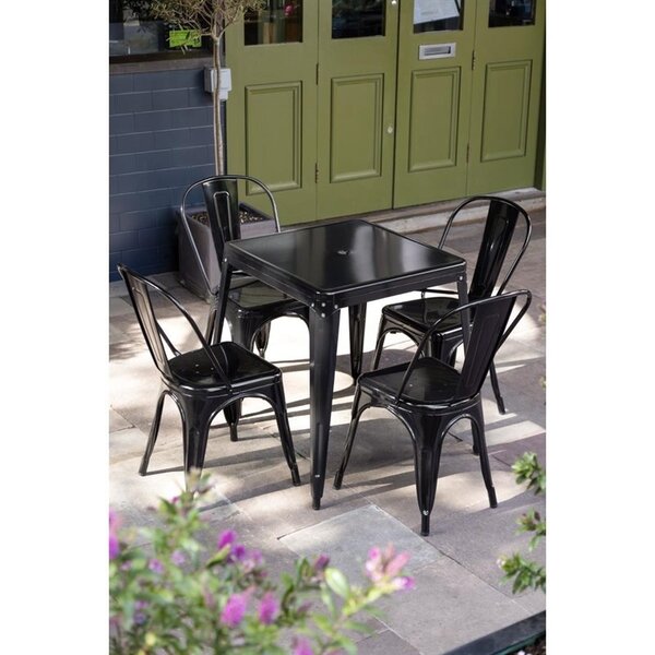 Tafel | Staal | Zwart | In-/Outdoor | Parasolgat | 660x660x760(h)mm