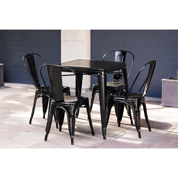 Tafel | Staal | Zwart | In-/Outdoor | Parasolgat | 660x660x760(h)mm
