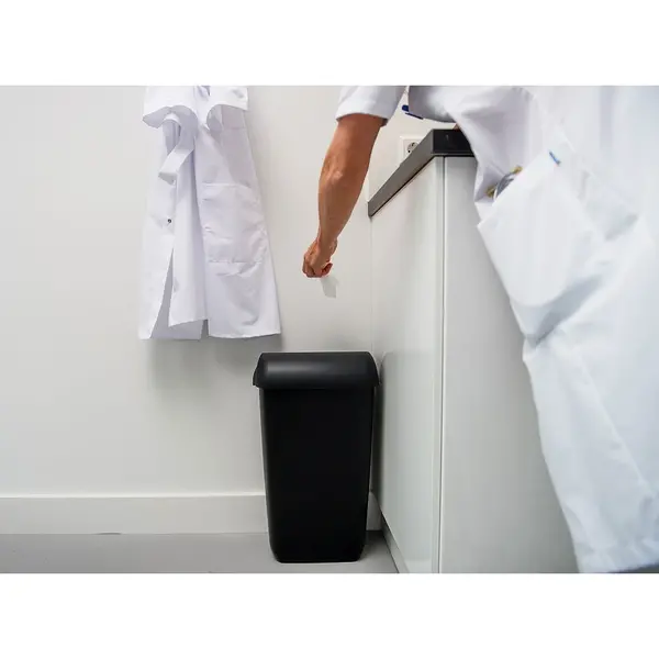 Afvalbak | QUARTZ BLACK | Kunststof | Zwart | 23L | Open | Wandmontage/Vrijstaand | 337x225x560(h)mm
