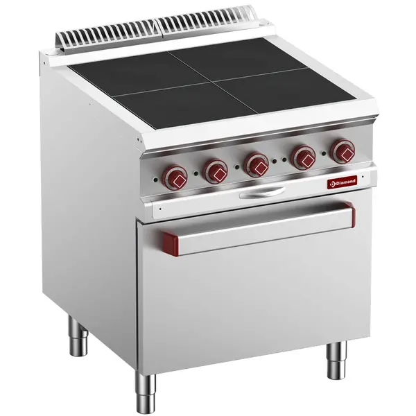 Fornuis + Heteluchtoven | OPTIMA 700 | Elektrisch | 4 Kookpunten (300x300) + 1/1 GN Oven | 12.6kW (400V) | 700x700x850/920(h)mm