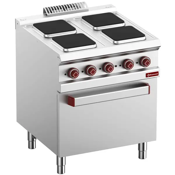 Fornuis + Oven | OPTIMA 700 | Elektrisch | 4 Kookpunten (220x220) + 2/1 GN Oven | 15.7kW (400V) | 700x700x850/920(h)mm