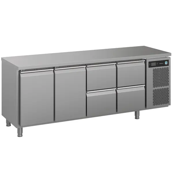 Koelwerkbank | PREMIER | Energiezuinig | 625L | 2 Deuren + 4 Laden (1/1 GN) | +2°C/+12°C | Geforceerd | 2196x700x934(h)mm