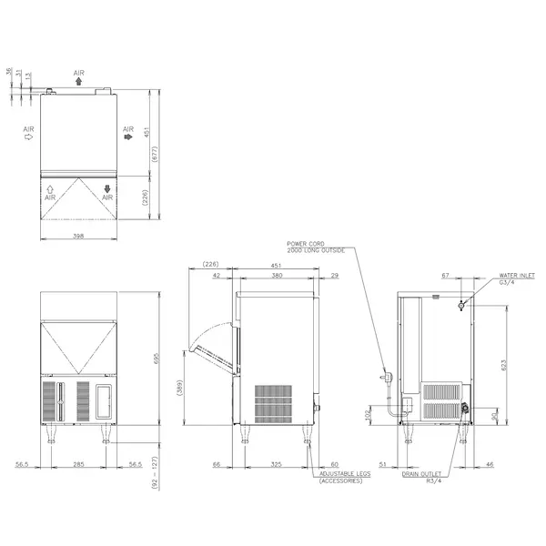 IJsblokjesmachine | IM-SERIE (CUBE) | Volle Blokjes (23g) | 30kg/24u | Bunker 11.5kg | Luchtgekoeld | 398x451x695(h)mm