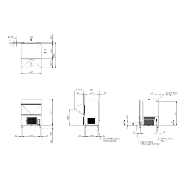 IJsblokjesmachine | IM-SERIE (EliteCUBE) | Volle Blokjes (13g) | 56kg/24u | Bunker 26kg | Luchtgekoeld | Afvoerpomp | 633x509x840/965(h)mm