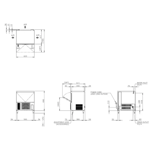 IJsblokjesmachine | IM-SERIE (EliteCUBE) | Volle Blokjes (13g) | 42kg/24u | Bunker 15kg | Luchtgekoeld | Afvoerpomp | 633x511x690/815(h)mm