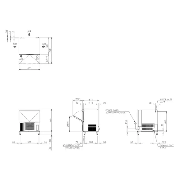 IJsblokjesmachine | IM-SERIE (EliteCUBE) | Volle Blokjes (23g) | 47kg/24u | Bunker 15kg | Luchtgekoeld | Afvoerpomp | 633x511x690/815(h)mm