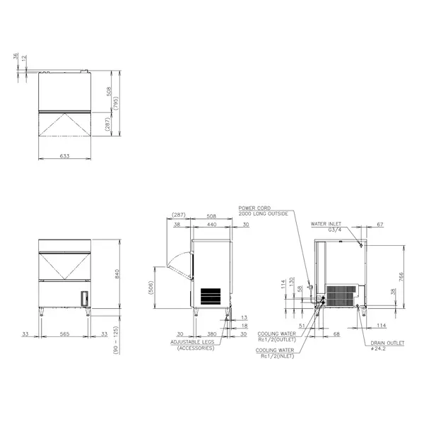 IJsblokjesmachine | IM-SERIE (FlexiCUBE) | Volle Blokjes (13g) | 54kg/24u | Bunker 26kg | Watergekoeld | Afvoerpomp | 633x506x840/965(h)mm