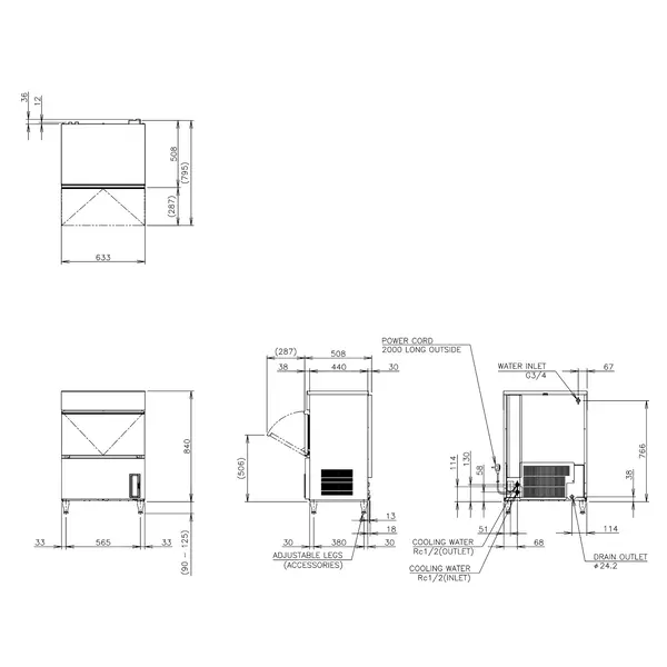 IJsblokjesmachine | IM-SERIE (FlexiCUBE) | Volle Blokjes (23g) | 62kg/24u | Bunker 26kg | Watergekoeld | Afvoerpomp | 633x506x840/965(h)mm