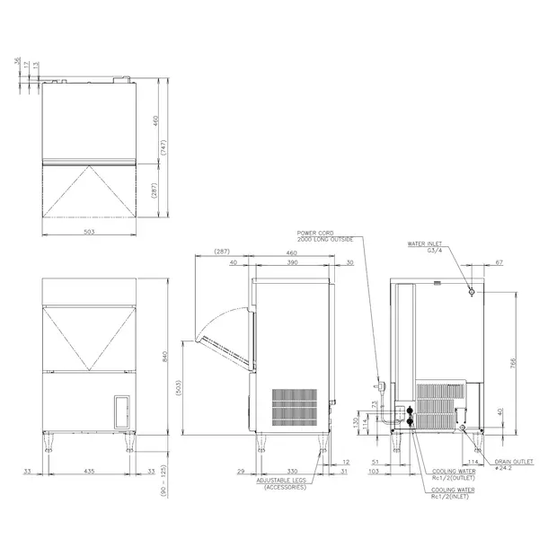 IJsblokjesmachine | IM-SERIE (FlexiCUBE) | Volle Blokjes (13g) | 47kg/24u | Bunker 18kg | Watergekoeld | Afvoerpomp | 503x456x840/965(h)mm