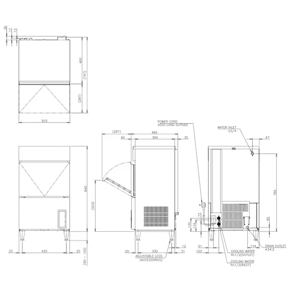 IJsblokjesmachine | IM-SERIE (FlexiCUBE) | Volle Blokjes (23g) | 50kg/24u | Bunker 18kg | Watergekoeld | Afvoerpomp | 503x456x840/965(h)mm