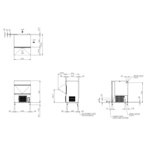 IJsblokjesmachine | IM-SERIE (FlexiCUBE) | Volle Blokjes (23g) | 58kg/24u | Bunker 26kg | Luchtgekoeld | Afvoerpomp | 633x509x840/965(h)mm