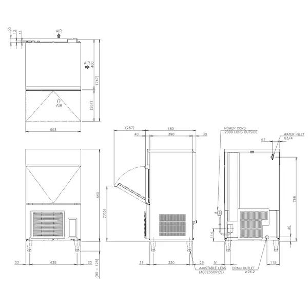 IJsblokjesmachine | IM-SERIE (FlexiCUBE) | Volle Blokjes (23g) | 47kg/24u | Bunker 18kg | Luchtgekoeld | Afvoerpomp | 503x456x840/965(h)mm