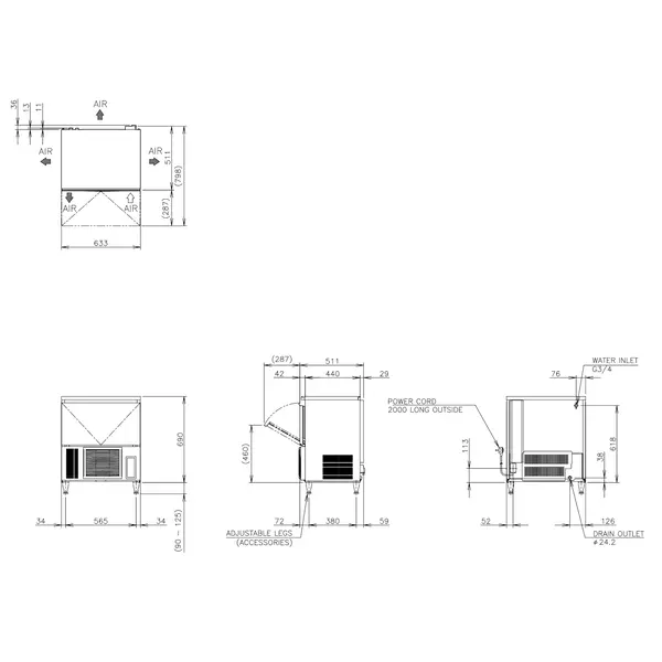 IJsblokjesmachine | IM-SERIE (FlexiCUBE) | Volle Blokjes (13g) | 42kg/24u | Bunker 15kg | Luchtgekoeld | Afvoerpomp | 633x511x690/815(h)mm