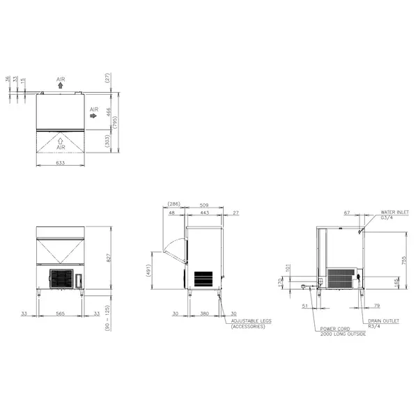 IJsblokjesmachine | IM-SERIE (UltraCUBE) | Volle Blokjes (23g) | 58kg/24u | Bunker 26kg | Luchtgekoeld | 633x509x840/965(h)mm