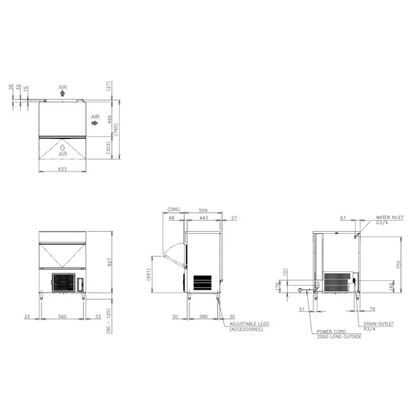 IJsblokjesmachine | IM-SERIE (CUBE) | Volle Blokjes (13g) | 56kg/24u | Bunker 26kg | Luchtgekoeld | 633x509x840/965(h)mm