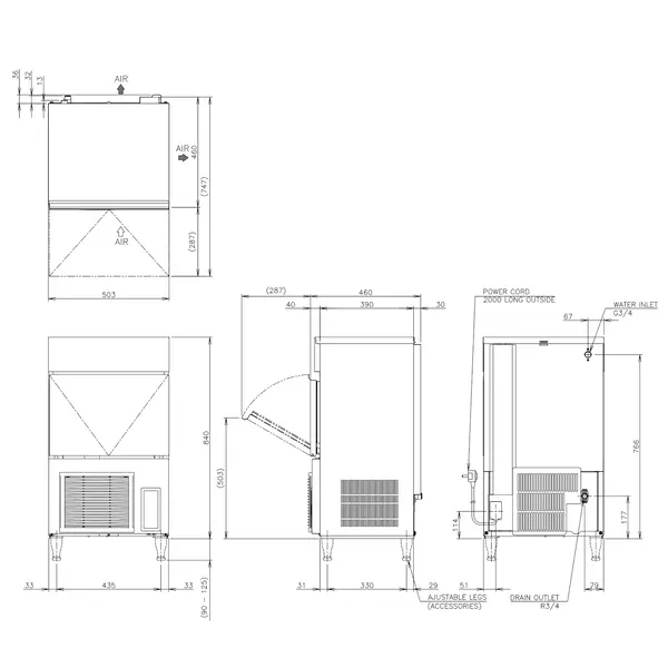 IJsblokjesmachine | IM-SERIE (CUBE) | Volle Blokjes (23g) | 47kg/24u | Bunker 18kg | Luchtgekoeld | 503x456x840/965(h)mm
